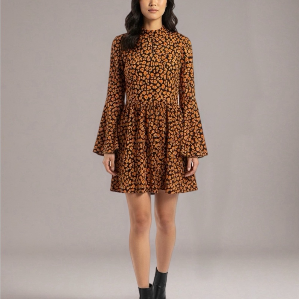 Elegant Floral Long Sleeve Dress